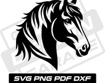 Horse head svg - pdf - png - dxf - horse silhouette - commercial use - western - rodeo - clip art - instant download - country - horse face