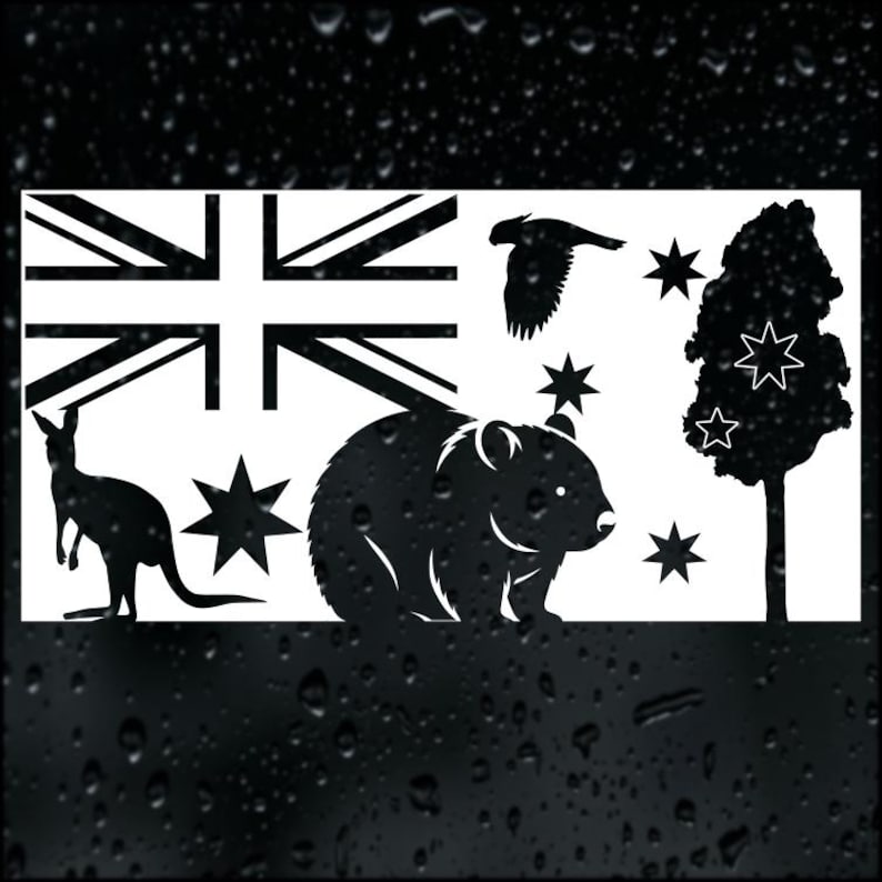 Australia Flag Sticker Vinyl Decal Car Bumper Window Australian Wombat ...