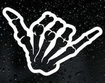 Skeleton Shaka Sticker Vinyl Decal Car Bumper Window Skull Hand Hang Loose
