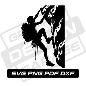 Rock climbing svg - pdf - png - dxf - rock climber - mountain climbing - commercial use - silhouette - clip art - instant download - hiking