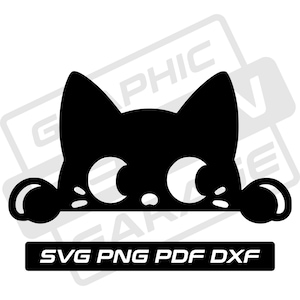 Guckende Katze svg - pdf - png - dxf - Katzensilhouette - gespannte Katze - kommerzielle Nutzung - Katzenmama - Katzengesicht - Clip Art - Sofortdownload - Katze