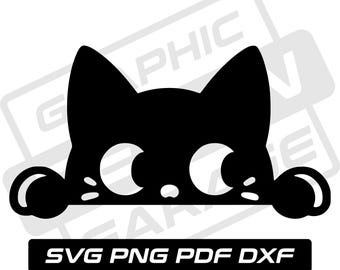 Peeking cat svg - pdf - png - dxf - cat silhouette - peeping cat - commercial use - cat mom - cat face - clip art - instant download - cat