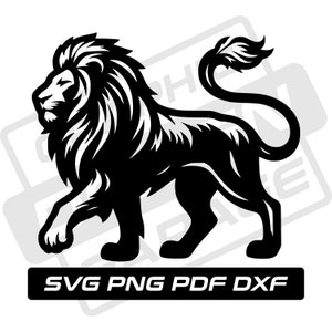 Leão svg - pdf - png - dxf - animal da selva - silhueta de leão - uso comercial - caça - clip art - download instantâneo - animal selvagem