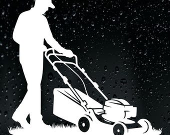 Lawn Mower Sticker Vinyl Decal Car Bumper Window Grass Landscaper Mowing