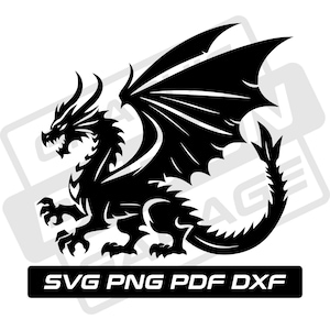 Dragon svg - pdf - png - dxf - dragon silhouette - mythical - commercial use - fantasy - chinese dragon - clip art - instant download