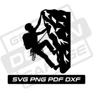Escalada en roca svg - pdf - png - dxf - escalador - montañismo - uso comercial - silueta - clip art - descarga instantánea - senderismo