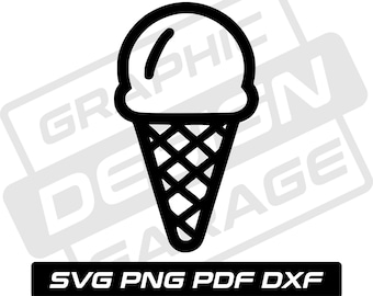 Ice Cream svg - pdf - png - dxf - ice cream cone - dessert - commercial use - summer -  ice cream silhouette - clip art - instant download