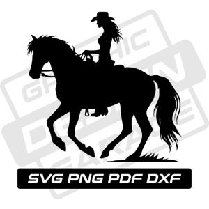 Cowgirl auf Pferd svg - pdf - png - dxf - Cowgirl Silhouette - kommerzielle Nutzung - Western - Rodeo - Clip Art - sofortiger Download - Country