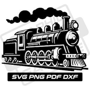 Train svg - pdf - png - dxf - steam train - commercial use - seam engine svg - train silhouette - clip art - instant download - locomotive