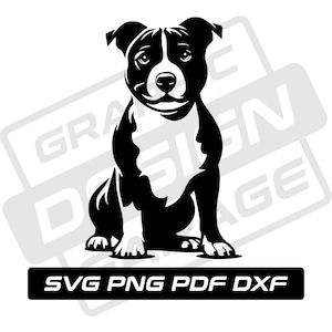 Staffordshire-bulterriër svg - pdf - png - dxf - staffy silhouette - hond svg - commercieel gebruik - hond moeder - illustraties - instant download