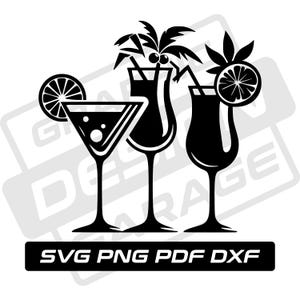Cocktail svg - pdf - png - dxf - bicchieri da cocktail - uso commerciale - cocktail party - silhouette cocktail - clip art - download immediato