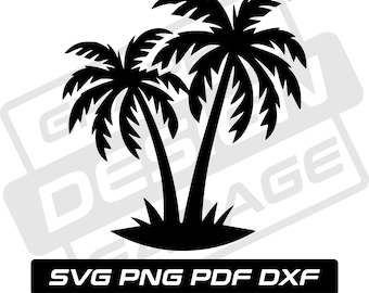 Palmbomen svg - pdf - png - dxf - vakantie - strand - commercieel gebruik - zomer svg - silhouet - illustraties - instant download - oceaan - zee