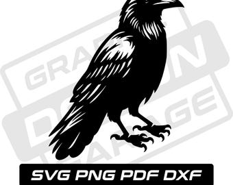Raven svg - pdf - png - dxf - crow - halloween - commercial use - bird - silhouette - clip art - instant download - dark crow - black bird