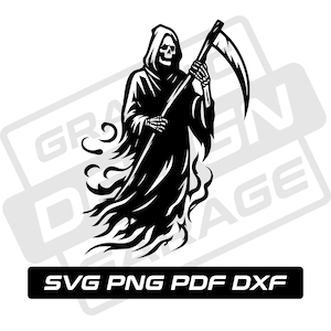 Grim reaper svg - pdf - png - dxf - scythe - halloween - commercial use - angel of death - silhouette - clip art - instant download - gothic