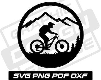 Mountain bike svg - pdf - png - dxf - mtb - bicycle - commercial use - downhill mtb - silhouette - clip art - instant download - cycling