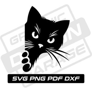 Chat furtif svg - pdf - png - dxf - silhouette de chat - chat voyeur - usage commercial - maman chat - tête de chat - clipart - téléchargement immédiat - chat