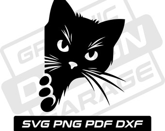 Peeking cat svg - pdf - png - dxf - cat silhouette - peeping cat - commercial use - cat mom - cat face - clip art - instant download - cat