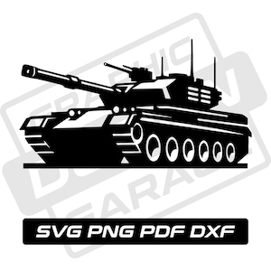 Tanque do exército svg - pdf - png - dxf - silhueta de tanque - fuzileiros navais - uso comercial - veículo militar - soldado - clip art - download instantâneo