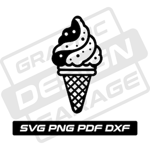 Ice Cream svg - pdf - png - dxf - ice cream cone - dessert - commercial use - summer -  ice cream silhouette - clip art - instant download