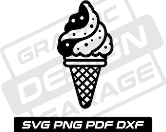 Ice Cream svg - pdf - png - dxf - ice cream cone - dessert - commercial use - summer -  ice cream silhouette - clip art - instant download