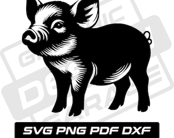 Schwein svg - pdf - png - dxf - Ferkel - Schwein Silhouette - Kommerzielle Nutzung - Bauernhaus - Baby Schwein - Clip Art - Sofort Download - Bauernhof Tier