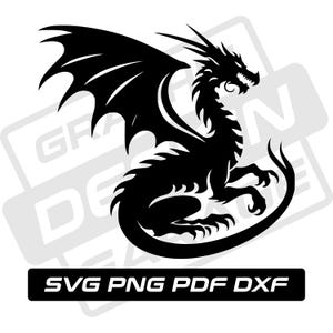 Dragon svg - pdf - png - dxf - dragon silhouette - mythical - commercial use - fantasy - chinese dragon - clip art - instant download