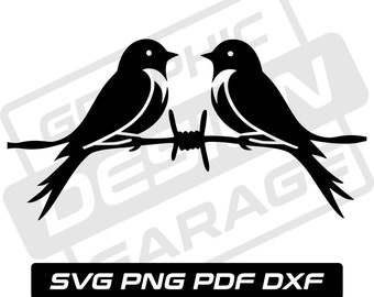 ワイヤー上の鳥 SVG - 木の枝に止まった鳥の動物野生動物のシルエット
