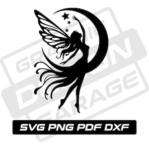 Fee svg - pdf - png - dxf - Fee svg - kommerzielle Nutzung - Mond svg - Sterne - Clip Art - sofortiger Download - Feenflügel svg - Fantasie