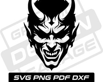 Devil svg - pdf - png - dxf - halloween - devil head - commercial use - scary - silhouette - clip art - instant download - devil horns