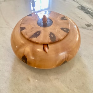 Decorative Wooden Bowl Lid Spoon handmade home office interior decor table decoration  tobacciana tobacco storage man cave gift for Dad