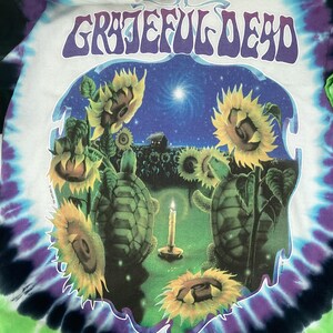 Authentic Grateful Dead Liquid Blue Psychedelic Sunflower Turtle Tie-Dye Size Medium Festival T-Shirt image 8