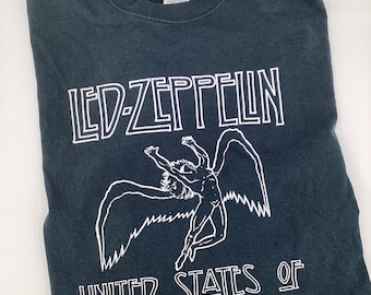 Vintage Led Zeppelin T-shirt XL Black Anvil Rock Band Tour Tee