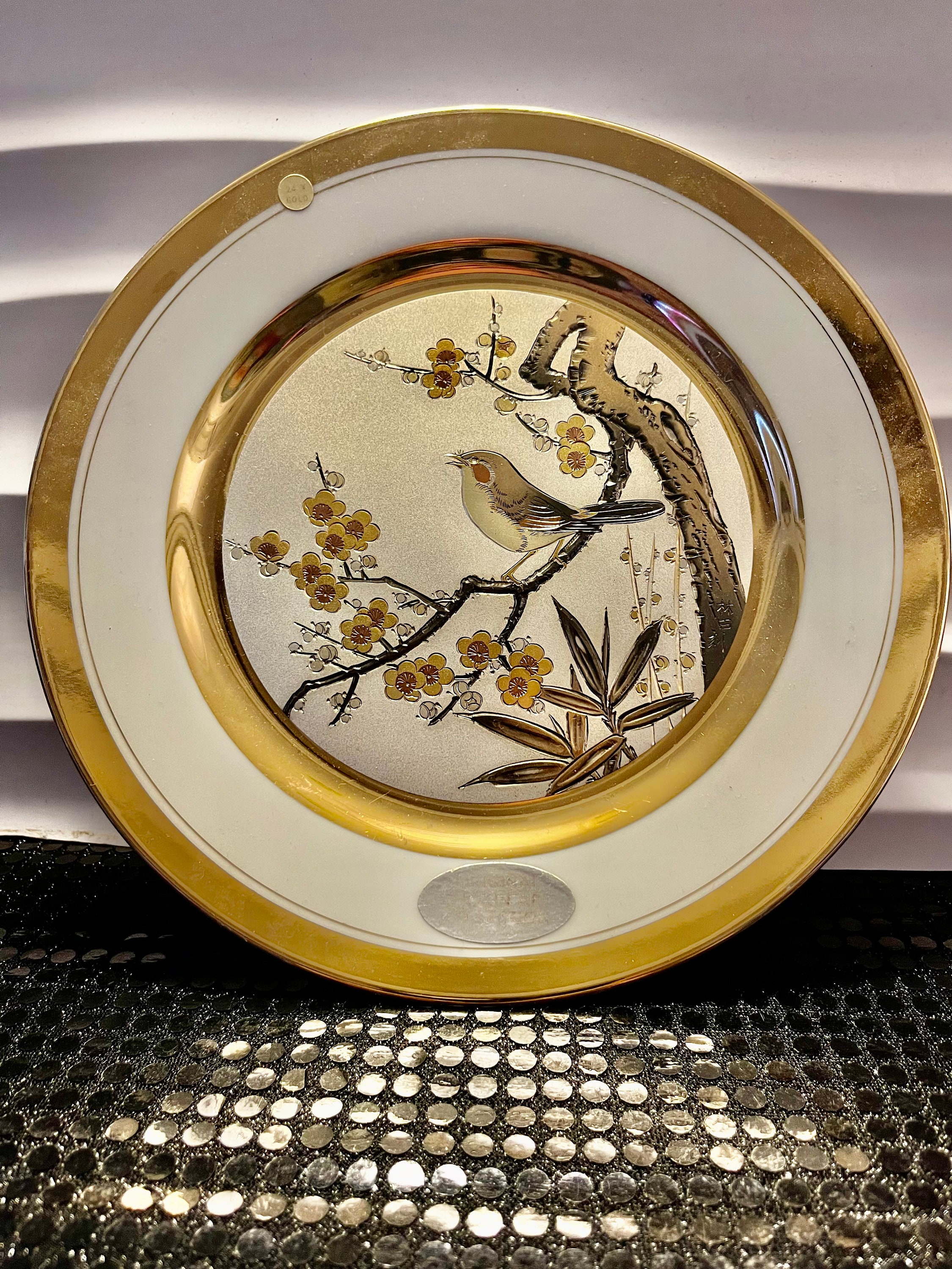 ロート・ヴァンダーヴィーン ブロンズアンテロープ彫刻 サイン LOT番号入り LAL Japan Chokin Plate PL-60 Art Collection 24k Gold 9” Bird