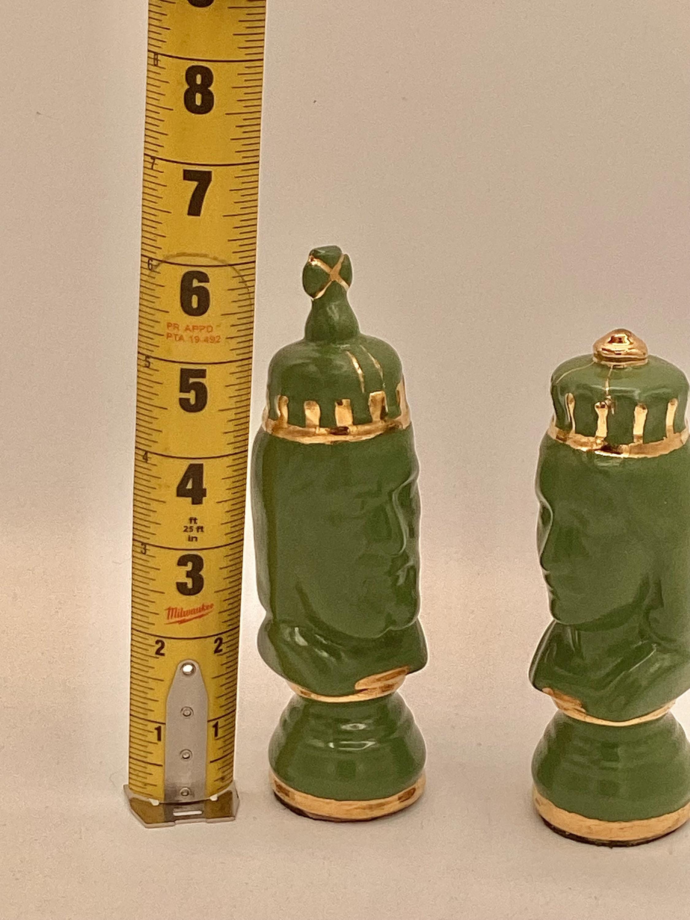 Vintage Large Ceramic Decorative Weighted Chess Pieces 16 Green With ...