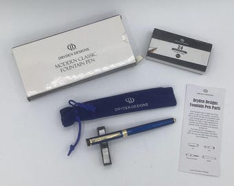 Dryden Designs Fountain Pen Modern Classic New IOB with 24 Ink Cartridges