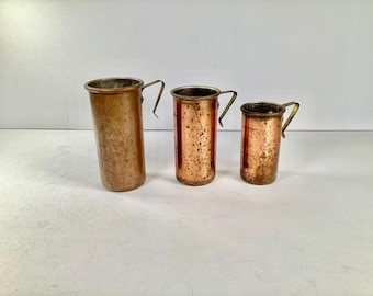 Vintage Copper Measuring Cups Set of Three