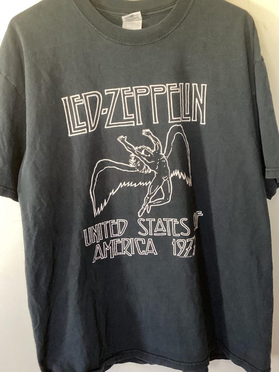 Vintage Led Zeppelin T-shirt XL Black Anvil Rock Band Tour Tee