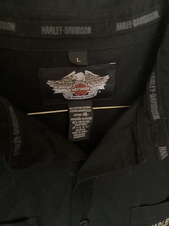 Harley Davidson Button Down Large Black Shirt Eag… - image 3