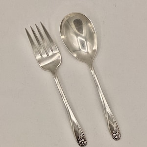 1847 Rogers Bros IS Narcis 2-delige serveerset vleesvork en braadpanlepel Home and Living Vintage zilverwerk bestek voor verzamelaars