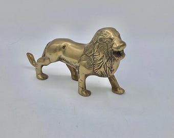 MCM ソリッドブラス製咆哮するライオンのミニチュアフィギュア