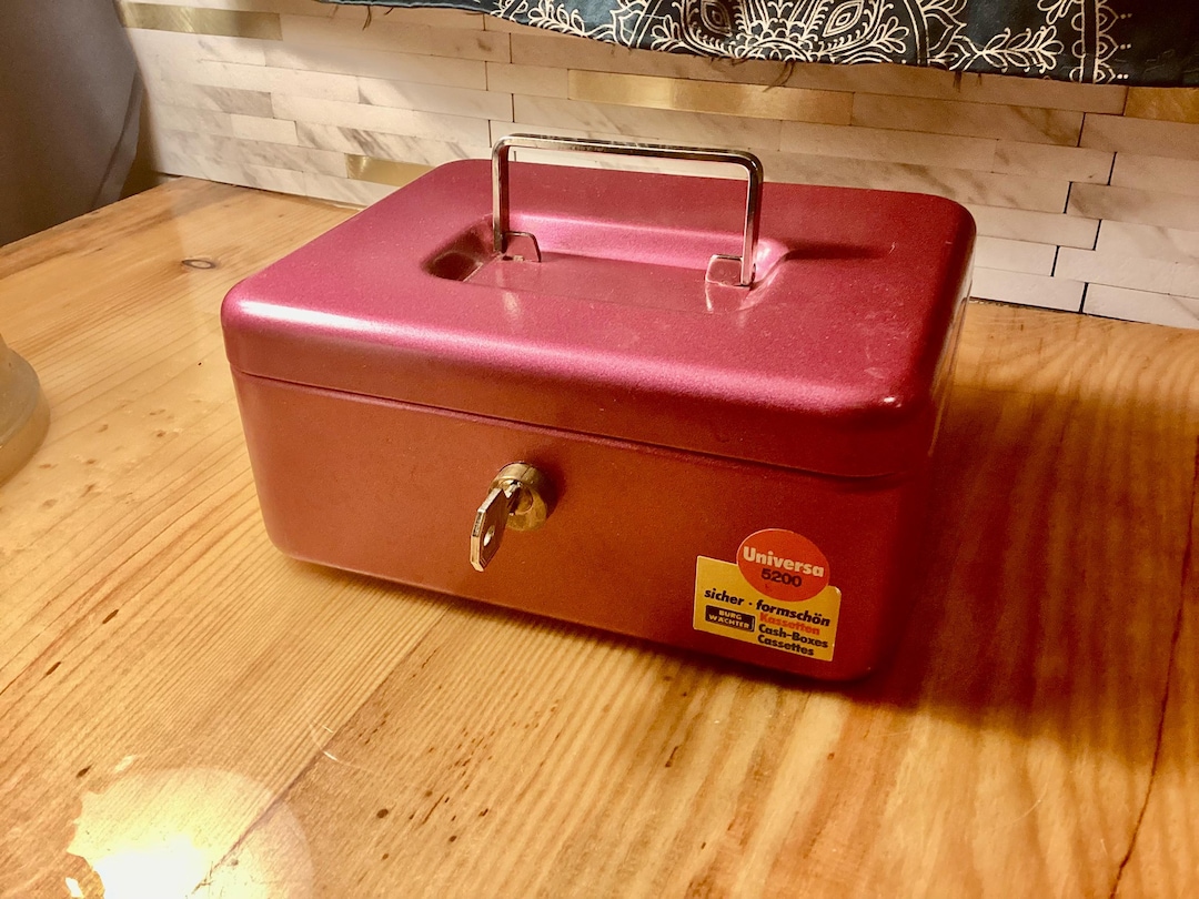 Metal Locking Cash Box Safe With Key Home Office Business Tiered ...