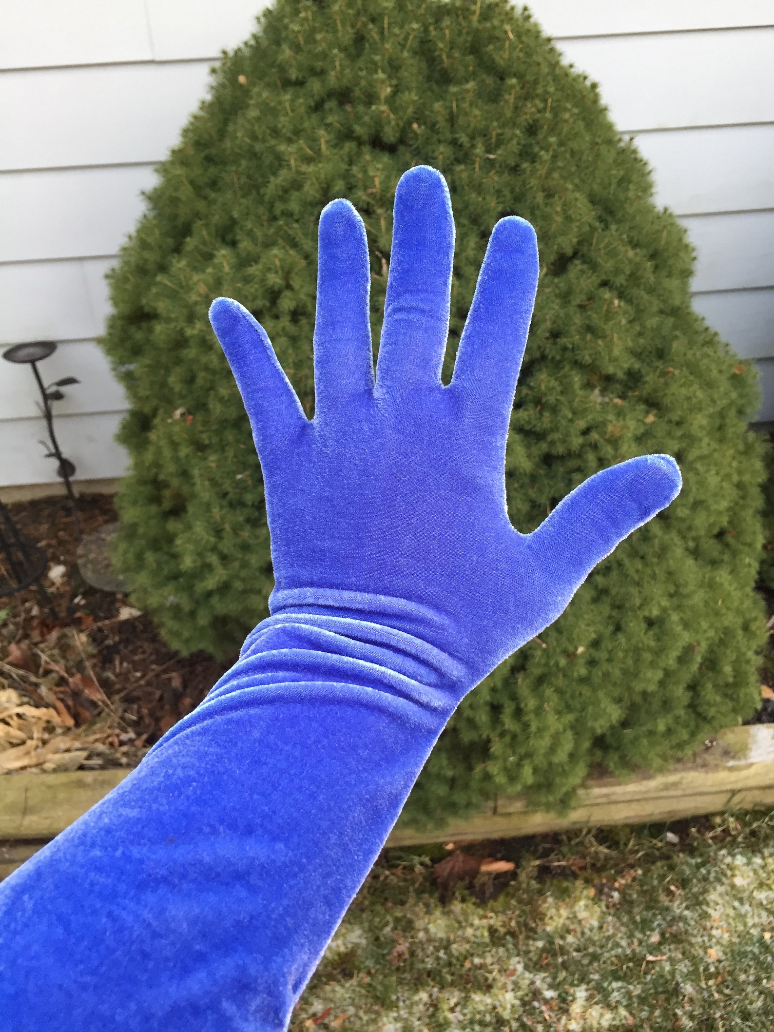 BLUE Periwinkle Cornflower Velvet Gloves Upcycled gloves Etsy