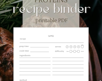 Plantillas para carpetas de recetas de proteínas: Libro de recetas en blanco (PDF imprimible y descargable)