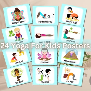 Printable Kids Yoga Posters & Flashcards Calm Down Yoga Cards Mindfulness Yoga Digital Download Yoga Flashcards for Kids