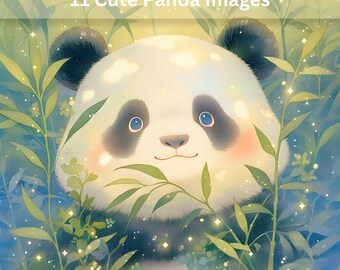 Kawaii Panda Printable | Watercolor Animal Digital Art | Nursery Decor & Scrapbooking Download