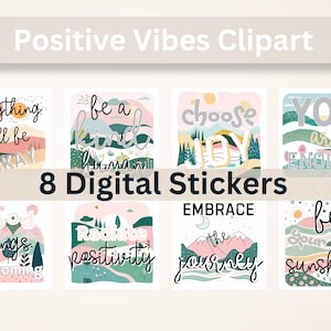 Inspirational Quotes Clipart Motivational Phrases Digital Stickers Positive Quotes Art Instant Download for Scrapbooking Journals and Crafts