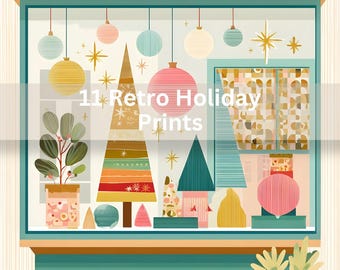 11 Retro Holiday Prints | Mid Century Shop Window Art | Vintage Christmas Wall Decor