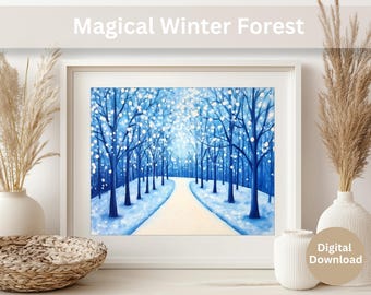 Winter Forest Wall Art | Snowy Landscape Digital Print for Home Decor