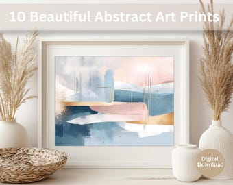 Neutral Beige Abstract Wall Art Set of 10, Modern Minimalist Gallery Wall Printable, Scandinavian Living Room Decor