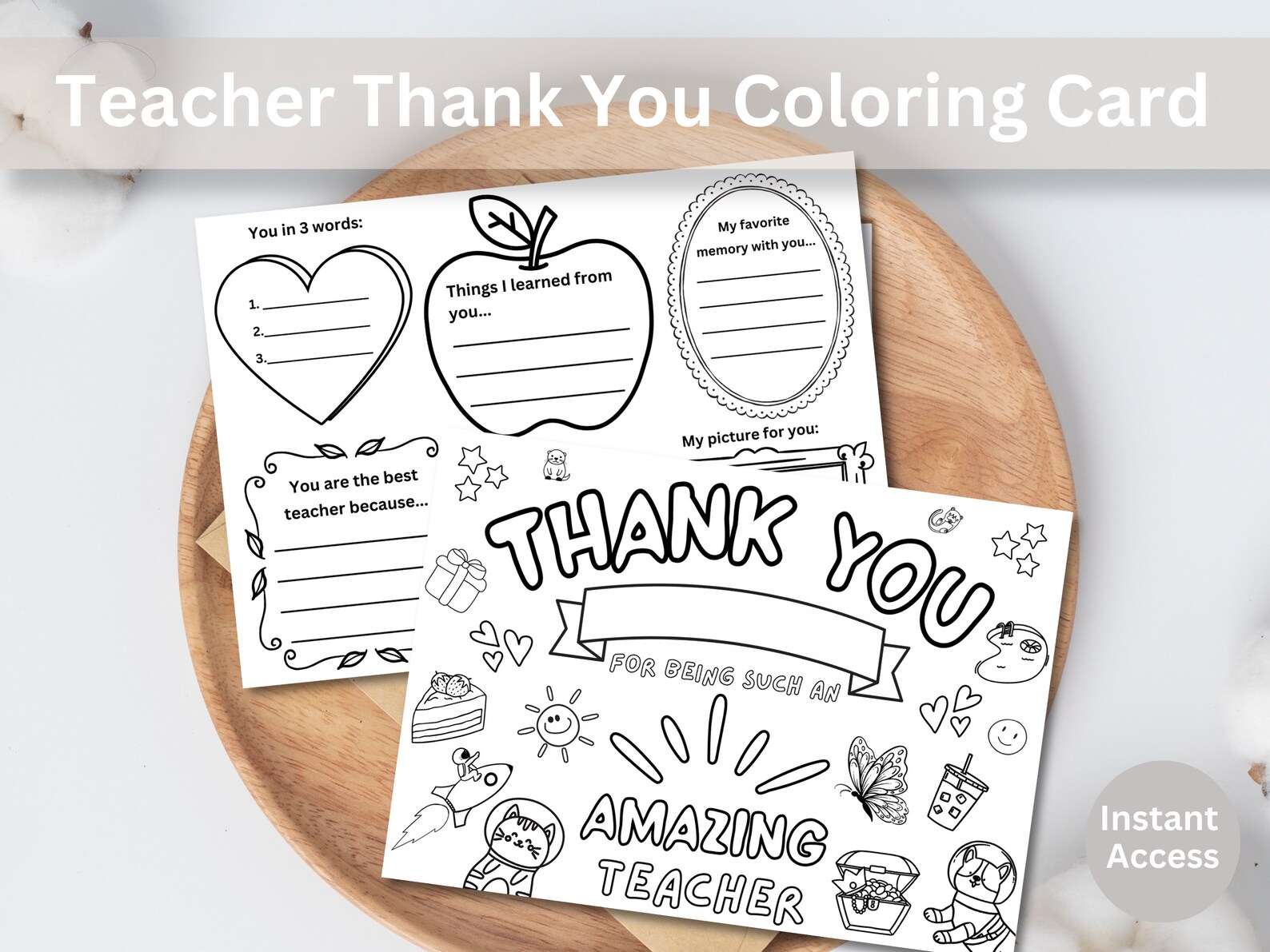 Printable Teacher Thank You Coloring Card Teacher Appreciation Coloring ...